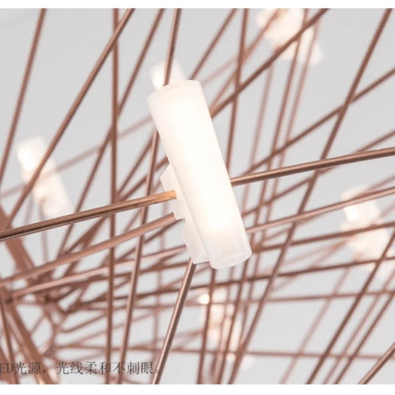 Luxe Iron Wire Round LED Chandelier for Living & Dining Room