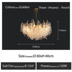 Round Crystal Pendant Chandelier for High-End Luxury Home LED Lighting