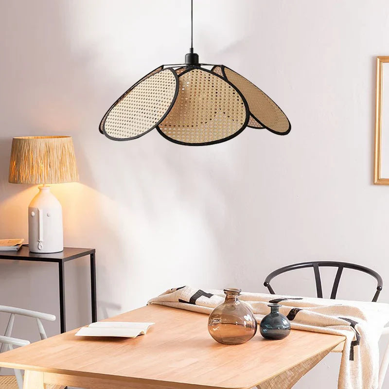 Rattan Chandelier Korean Style Pendant Light for Home Decor and Kitchen