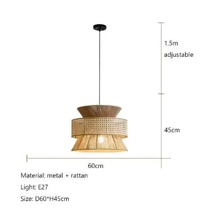 Handmade Hemp Rope Chandelier Pendant Light for Restaurant and Cafe