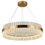 LED Crystal Pendant Light: Modern Nordic Round Chandelier with Dimmable Gold Finish