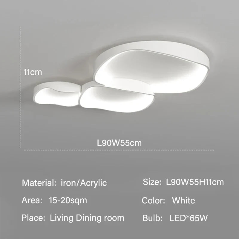 White LED Ceiling Chandelier for Living Room Bedroom with Remote Control