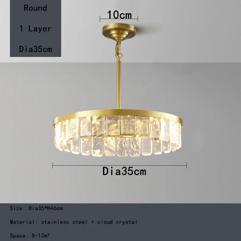 Cloud Mist Crystal Chandelier for Home Hotel Stainless Steel Pendant Lamp
