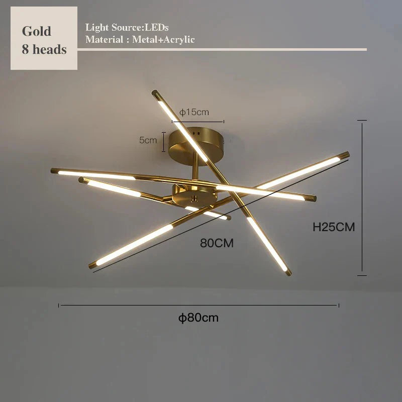 Modern LED Linear Chandelier: Creative Design Ceiling Lamp with Remote for Home Decor