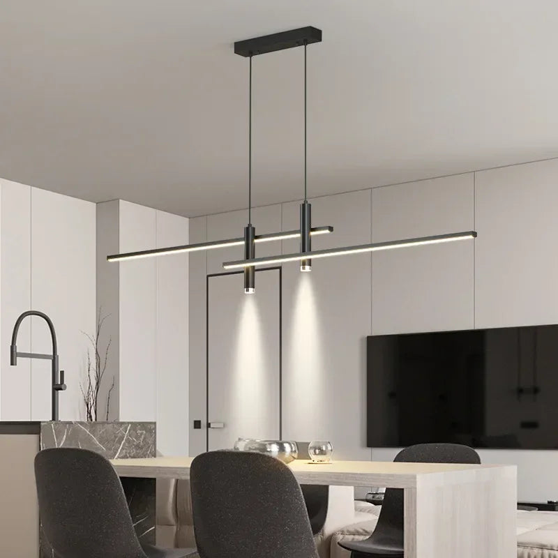 Minimalist LED Pendant Light in Black Gold for Dining Room Chandelier Home Lighting