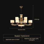 All Copper Marble Jade Chandelier: Luxury Living Room Hall Bedroom Lighting
