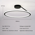 Modern Round LED Ceiling Chandelier Aluminum Dimmable Bedroom Light