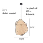 Leaf Grid Handmade Rattan Screen Chandelier for Modern Living Room and Bedroom