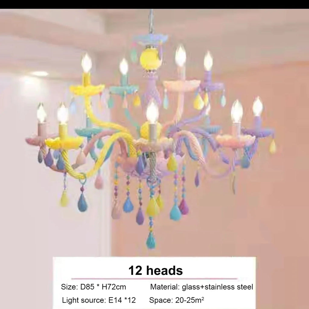 Crystal Chandelier: Modern Macaron Color Luminaire for Children's Room