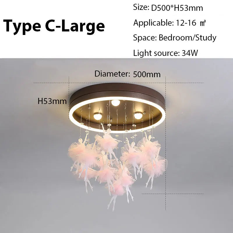 Dancing Girl LED Chandelier: Modern Kids Room Light, Cartoon Ceiling Lamp