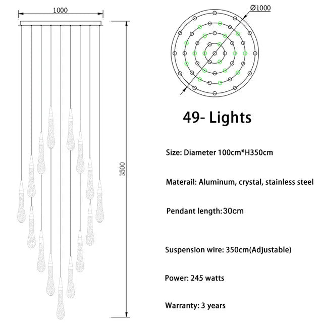 Crystal LED Chandelier: Modern Loft Art Pendant Lighting for Restaurant, Bar, Staircase