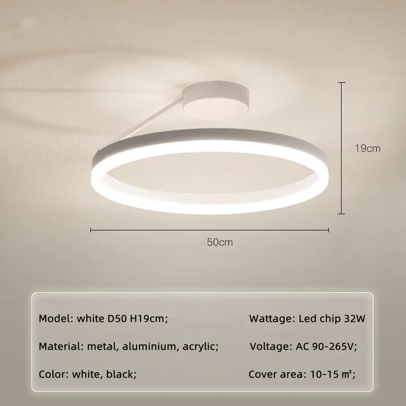 Minimalist Round LED Ceiling Chandelier | Aluminum Living Room Bedroom Light Fixtures