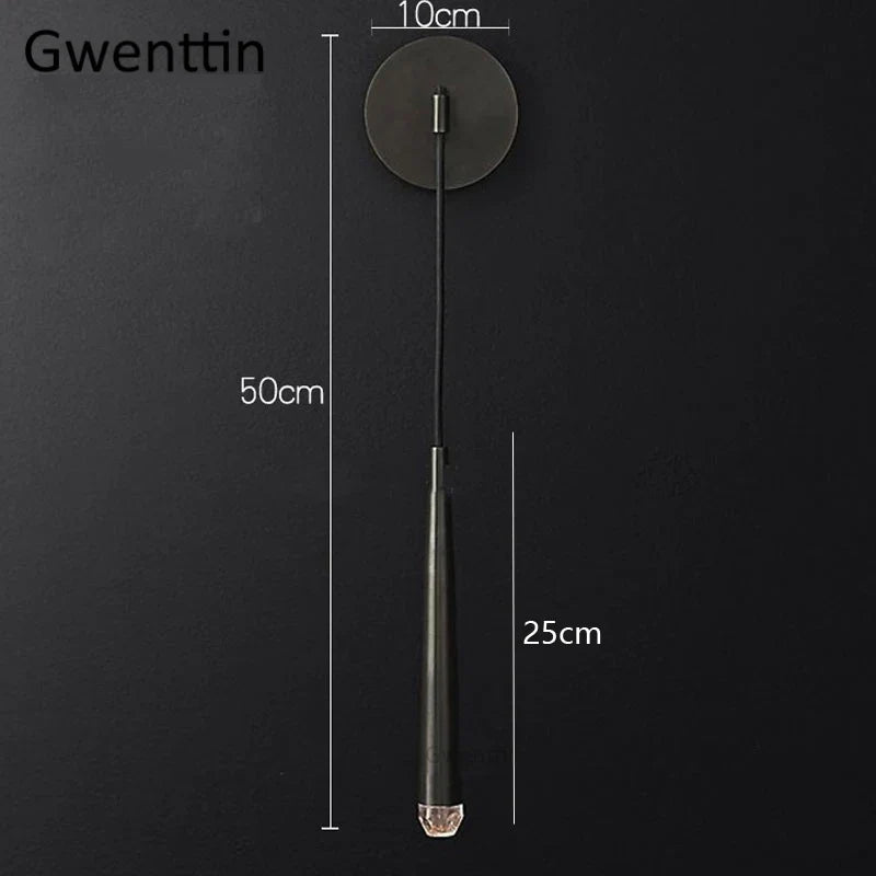 Crystal Water Drop Wall Sconce for Bathroom & Bedroom, Gold LED Mirror Light