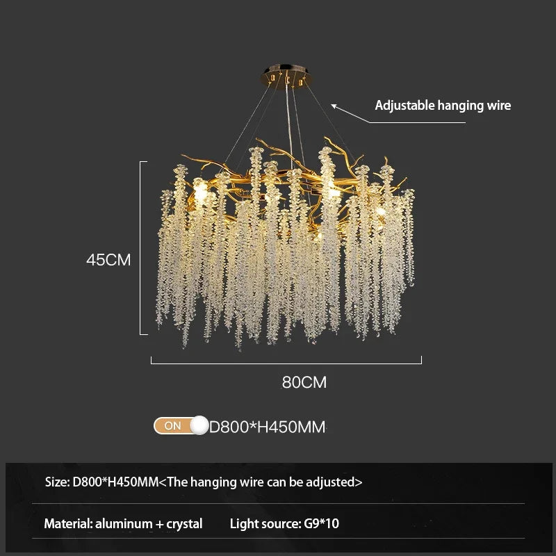 Long Crystal Chandeliers LED Pendant Lamp for Living Hotel Hall Lighting