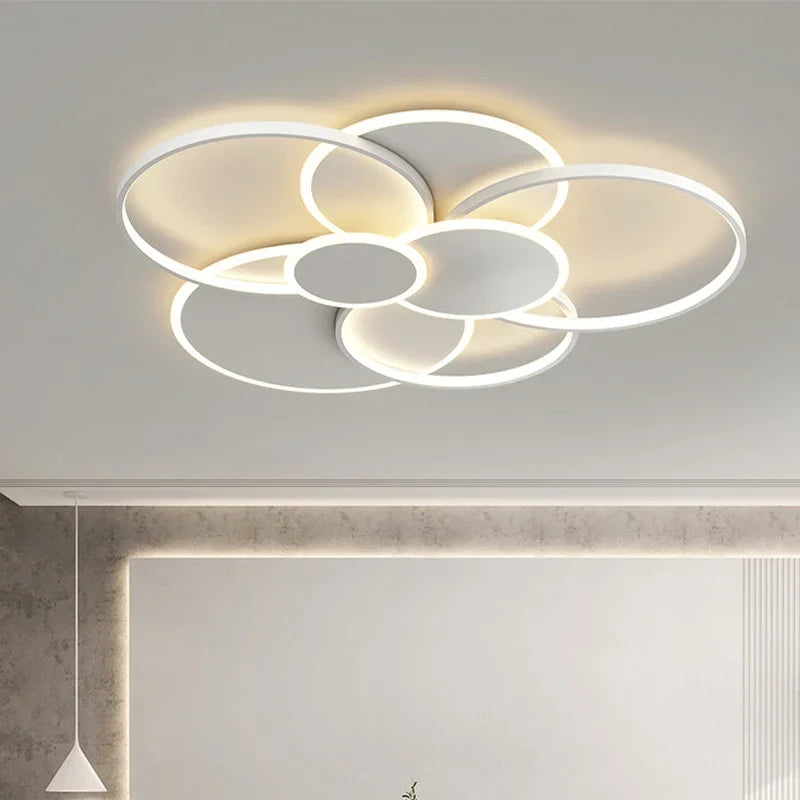 Modern Circles LED Dimmable Chandelier: Minimalist Nordic Living Room & Bedroom Lighting