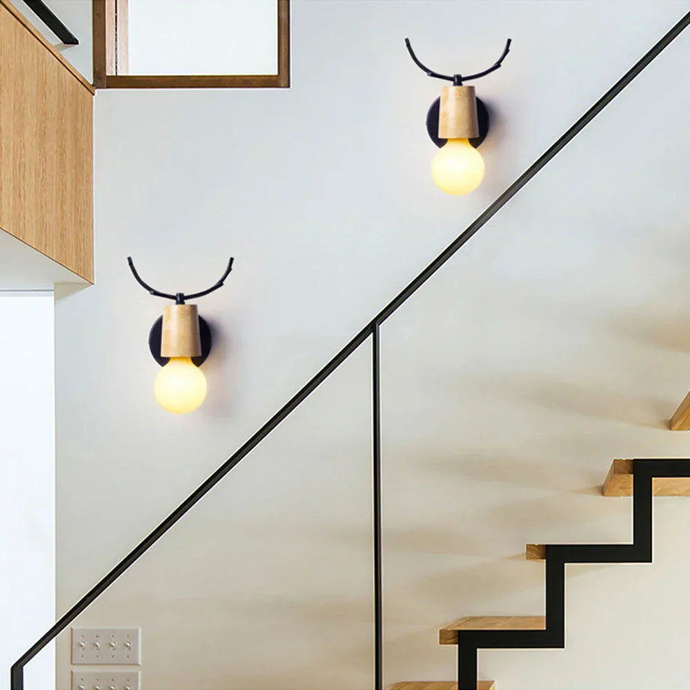Antlers Vintage Wall Sconce Lights Wood Wall Lamps Fixture Indoor Lighting