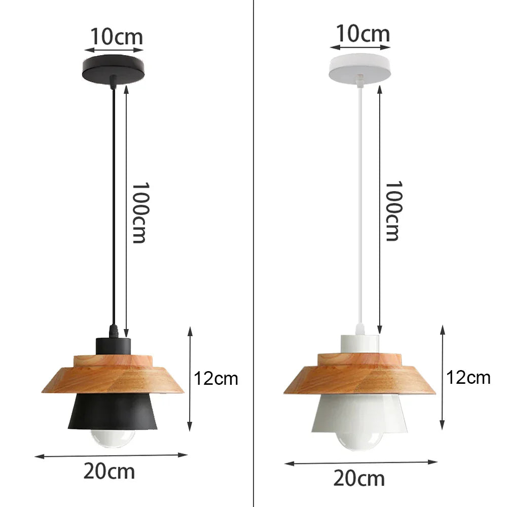 Nordic Modern Wood Pendant Light by - LED E27 Vintage Industrial Fixture for Home