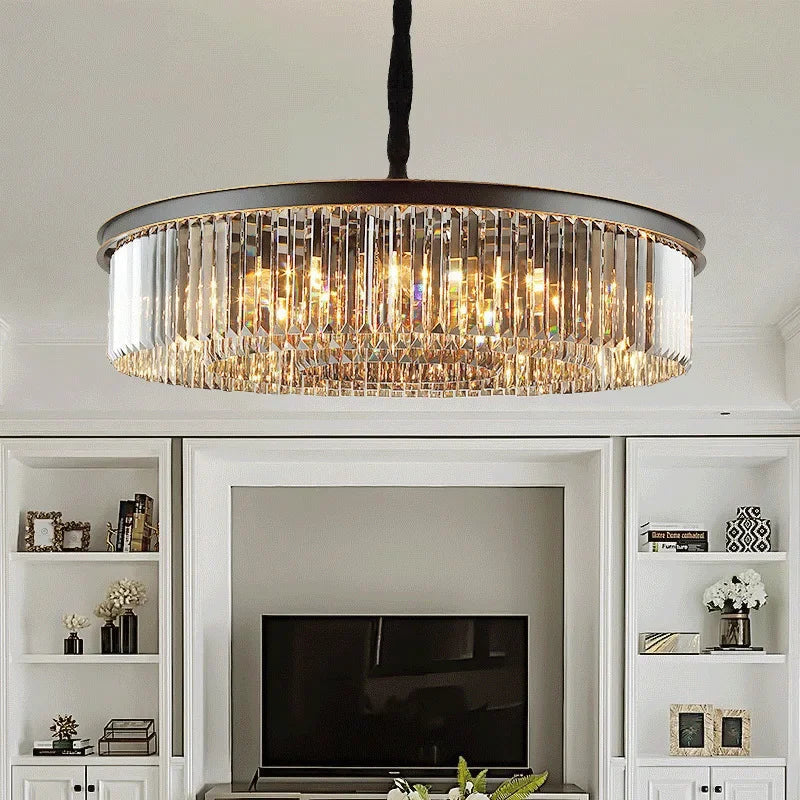 Modern Luxury Crystal Pendant Lights Gold Black Glass Chandelier Fixture