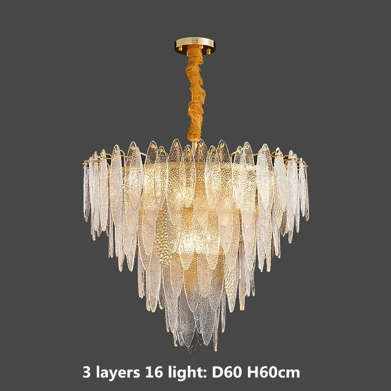 Gold Metal Chain LED Pendant Lights for Modern Luxury Living Room