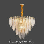 Gold Metal Chain LED Pendant Lights for Modern Luxury Living Room