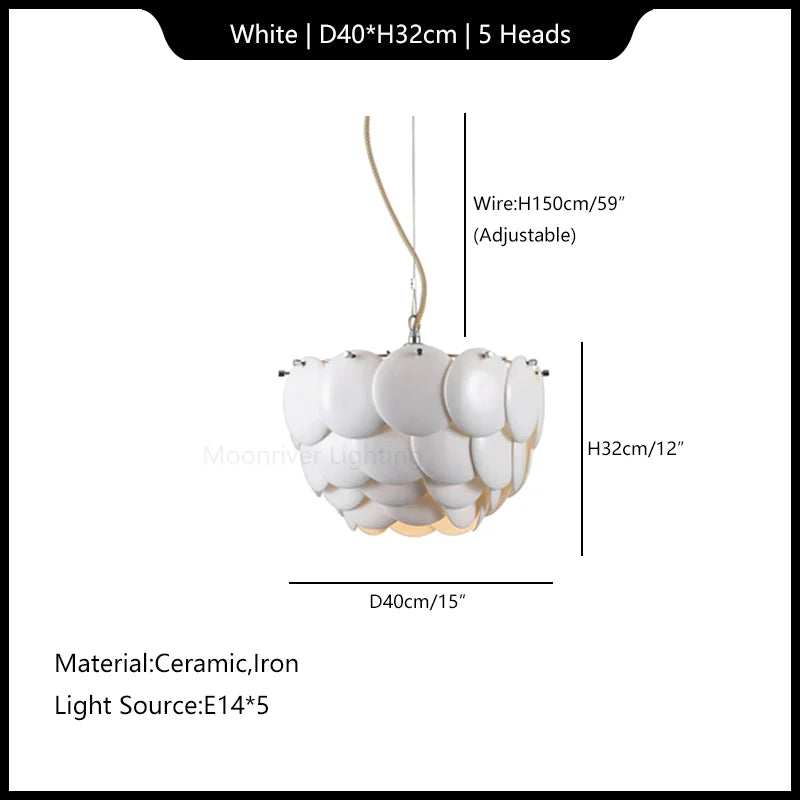 Ceramic Chandelier White Droplight: Contemporary Nordic Style Pendant Light for Modern Home Decor