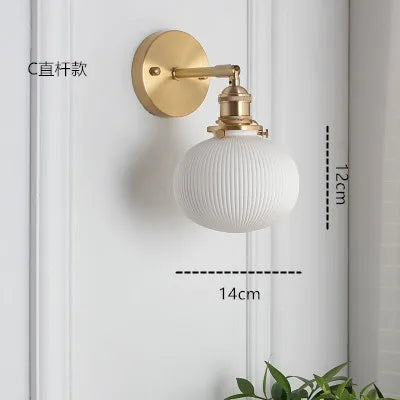 Nordic Ceramic LED Wall Light Modern Japanese Style Vintage Wall Lamp Sconce