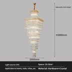 Crystal Luxe Living Room Chandelier - Modern & Elegant Hall Staircase Lighting