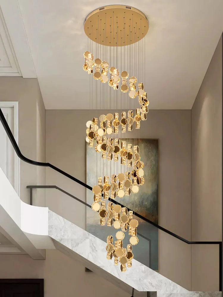 Gold Crystal Chandeliers LED Pendant Lamp for Modern Living Spaces