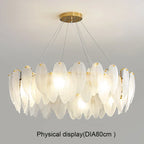 Gold Feather Chandelier LED Pendant Light for Home Decor