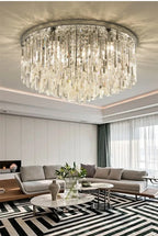 Luxury Crystal Ceiling Light Gold/Chrome Metal Round LED Lamp