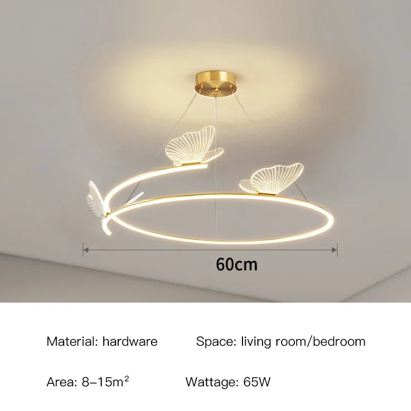 Butterfly Design Ceiling Chandelier: Modern Minimalist Pendant Lamp for Home Decor