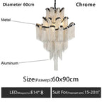 Luxury Tassel Chandelier: Elegant Aluminum Chain LED Lighting for Living Room Loft Villa