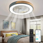 Wood Ceiling Fan Light with Remote Control & Dimmable LED - Modern Low Profile