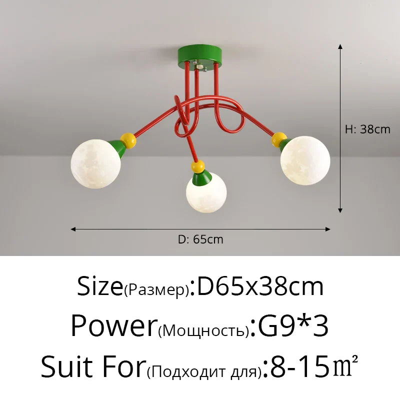 Nordic LED Pendant Light White Red 3 Heads 5Head Dining Room Kitchen Living Room