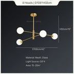 Minimalist Nordic Glass Ceiling Lamp Pendant Light Chandelier for Modern Living Room