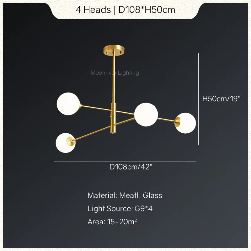 Minimalist Nordic Glass Ceiling Lamp Pendant Light Chandelier for Modern Living Room