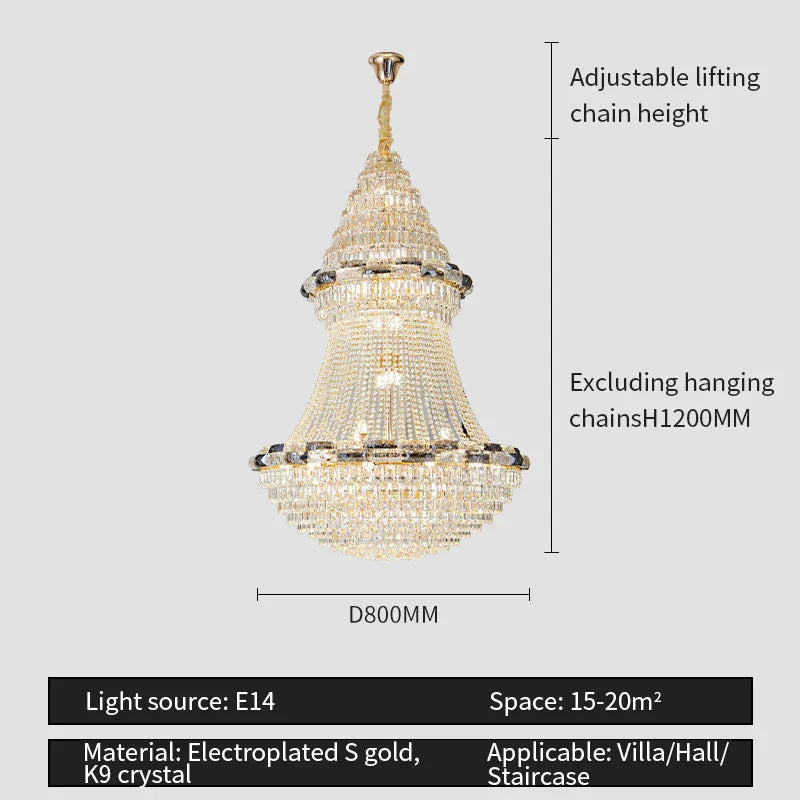 Crystal Chandelier: Elegant European Luxury Lighting for Living Room, Restaurant, and Bedroom