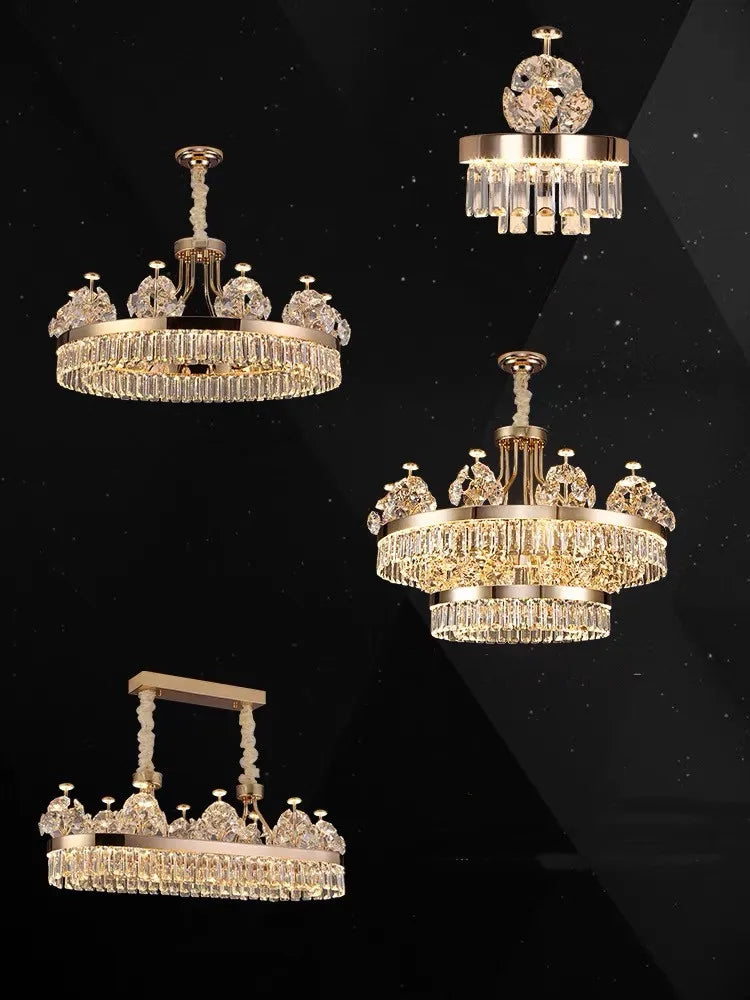 Luxe Crystal Ceiling Chandelier - Elegant Home Decor Hanging Light for Living Room
