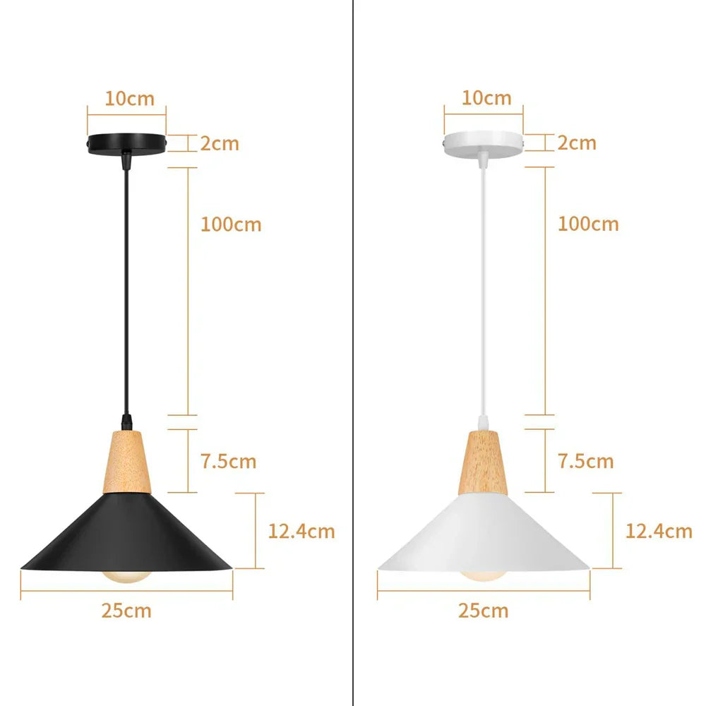 Nordic Modern Wood Pendant Light by - LED E27 Vintage Industrial Fixture for Home
