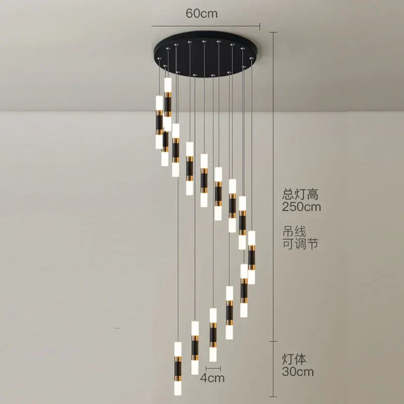 Luxury Crystal LED Stair Chandelier - Modern, Large Hanging Fixture for Staircase Lighting