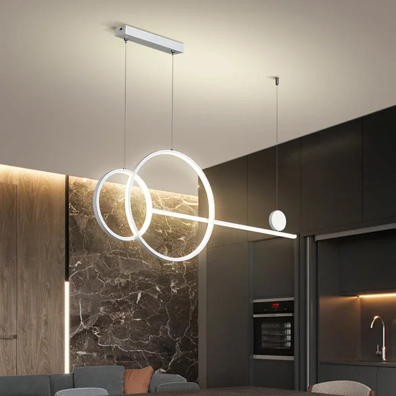 Metal Line Pendant Light Fixture for Modern Minimalist Dining Room and Kitchen
