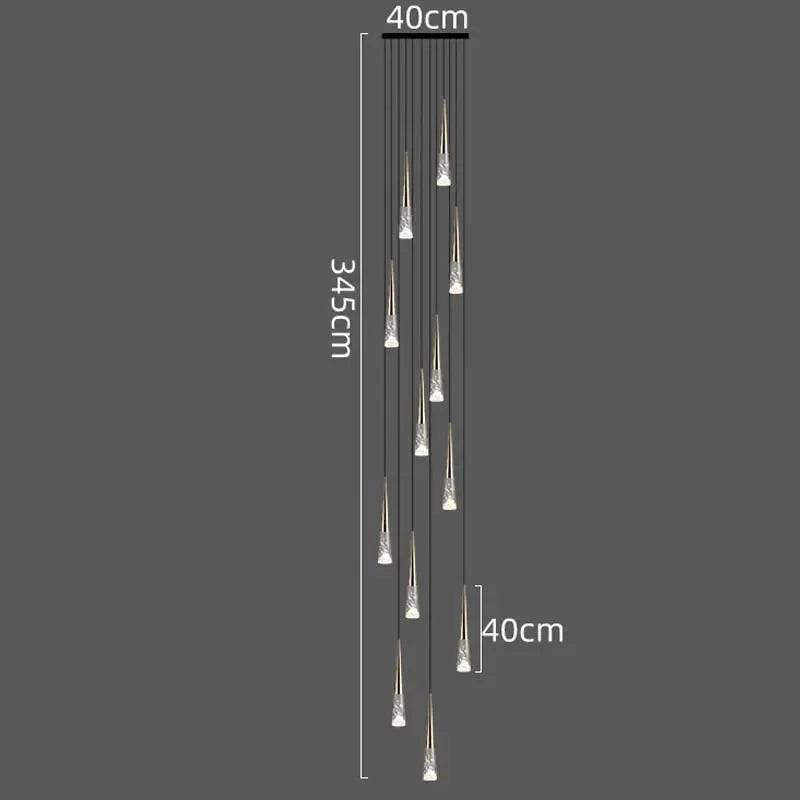 LED Rain Drop Chandelier Staircase Pendant Light Fixture Modern Nordic Design