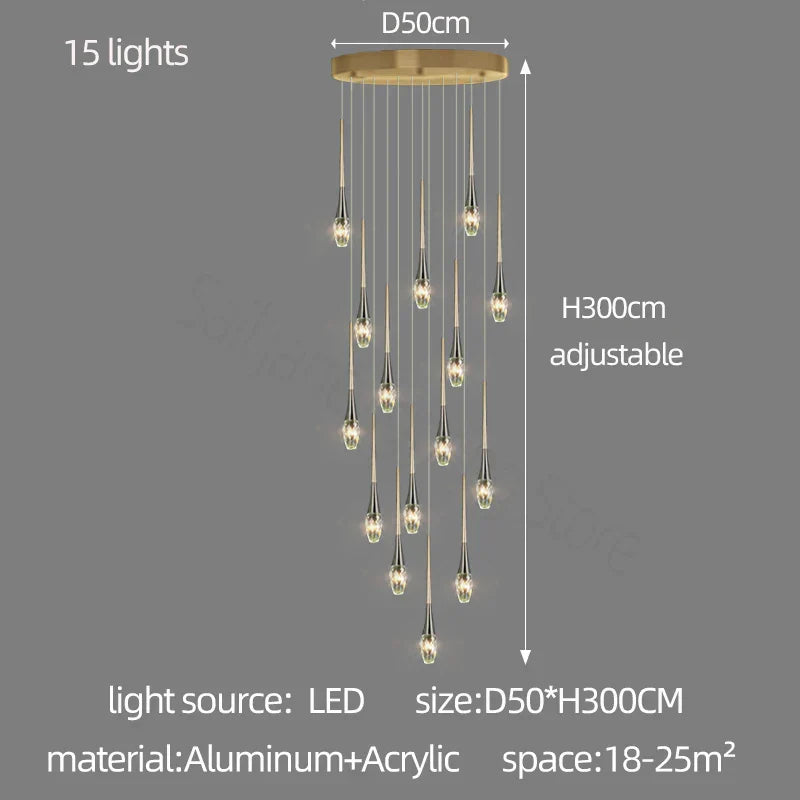 Modern Crystal Long Chandelier for Sales Department, Living Room & Restaurant