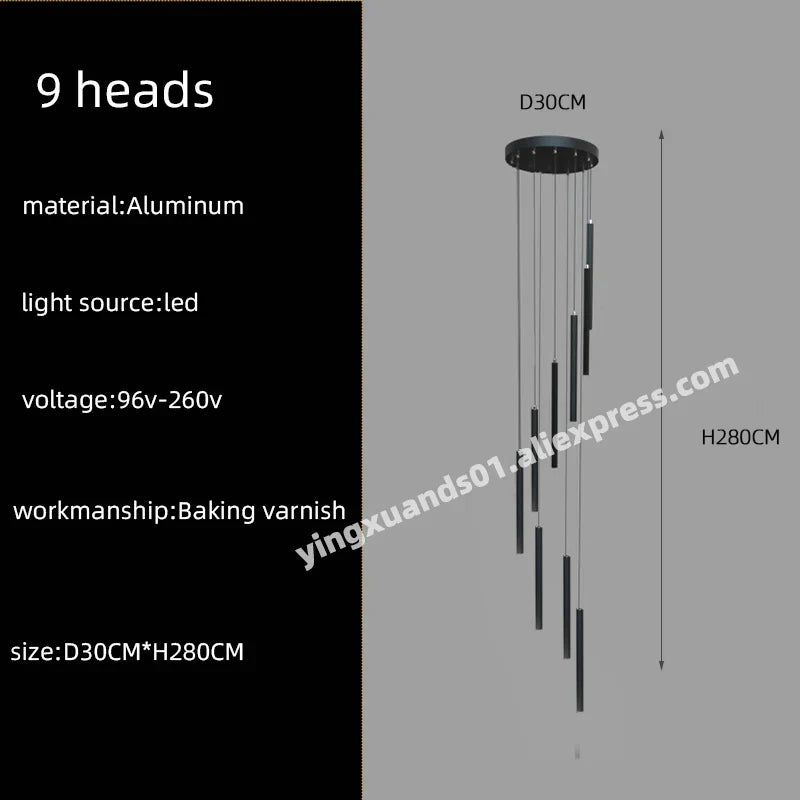 LED Chandelier Stairs Pendant Ceiling Lamp for Hotel Lobby Decor