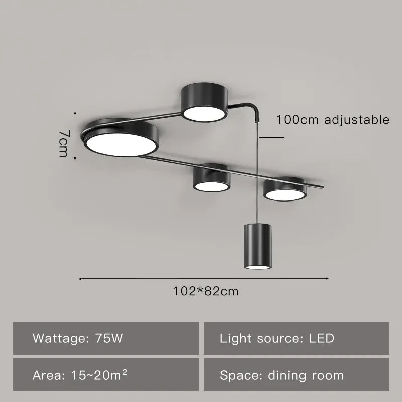 Minimalist Black LED Ceiling Chandelier for Living Room, Bedroom, Hallway Lighting