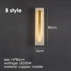 Marble Wall Light: Modern Copper Gold LED Sconce for Bedroom Hotel Corridors