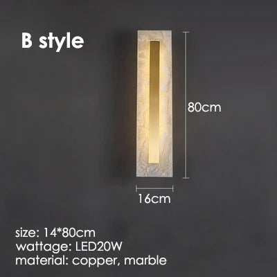 Marble Wall Light: Modern Copper Gold LED Sconce for Bedroom Hotel Corridors