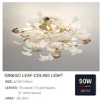 Ginkgo Leaf Bedroom Lamp: Post-modern Romantic Art Ceiling Light for Master Bedroom