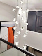 Luxury Crystal Staircase Chandelier: Modern Indoor Hanging Light Fixture for Living Room