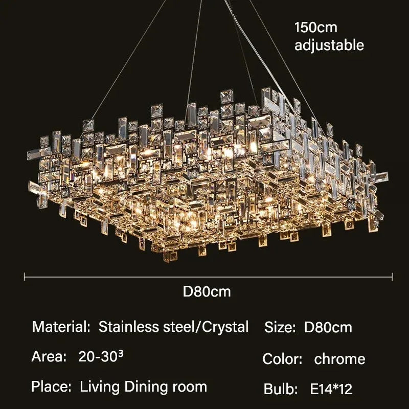 Crystal Pendant Chandelier for Modern Living, Dining, Bedroom Lighting